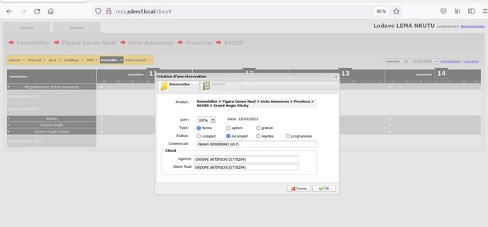 6-Reza création réservation