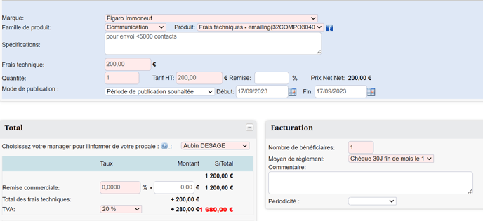 Bizio 4.2 prestation et frais technique