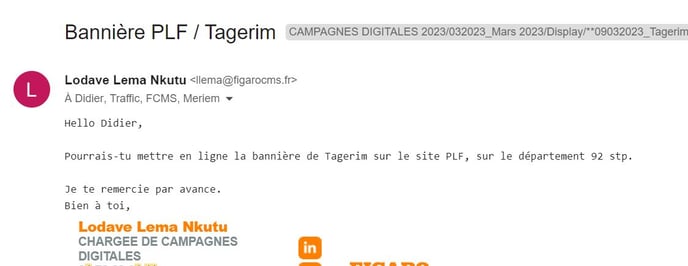 Mail traffic mise en ligne de display